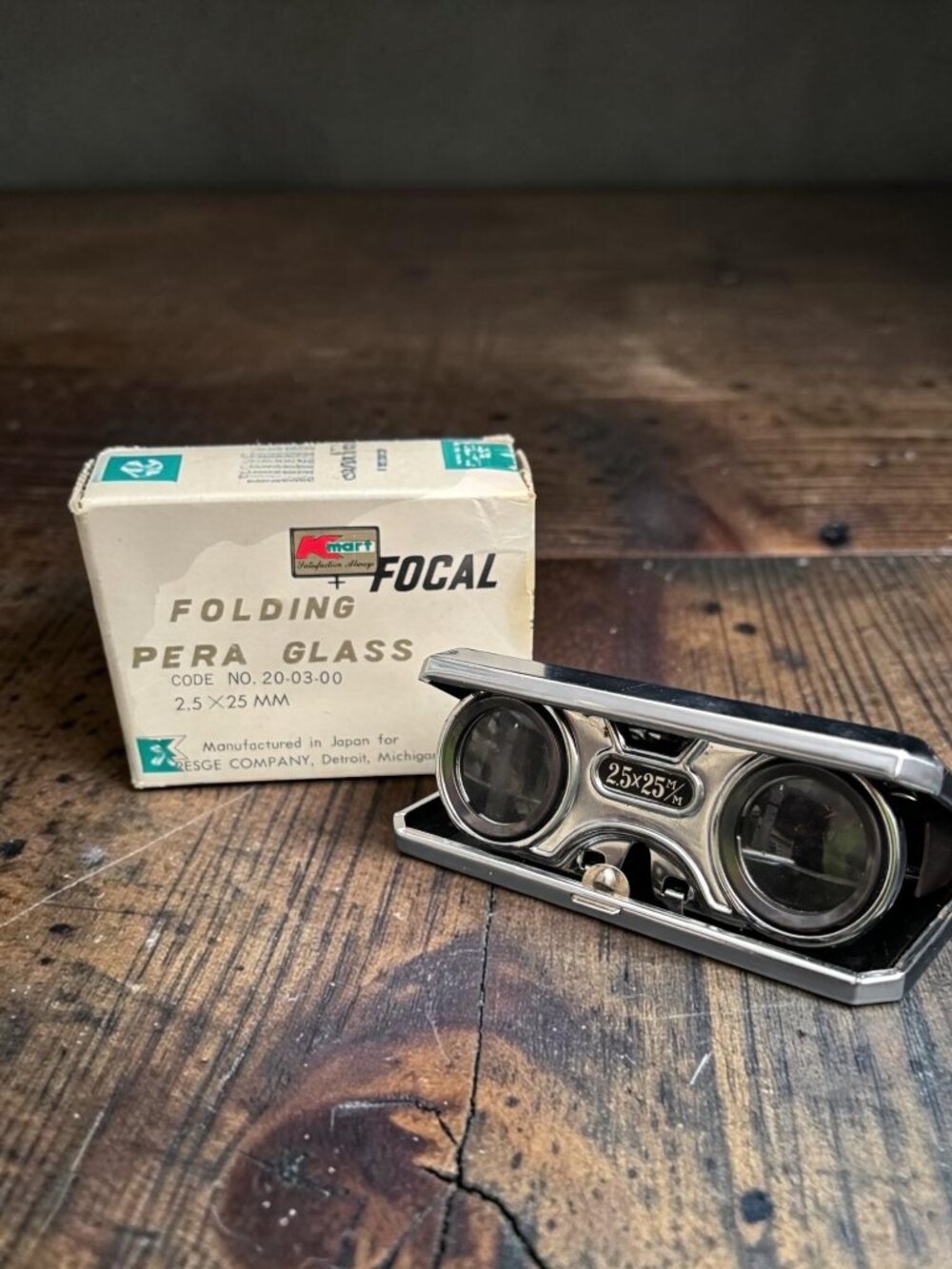 Vintage Kmart Focal Folding Opera Glasses 2.5x25MM With Original Box Made In Jap